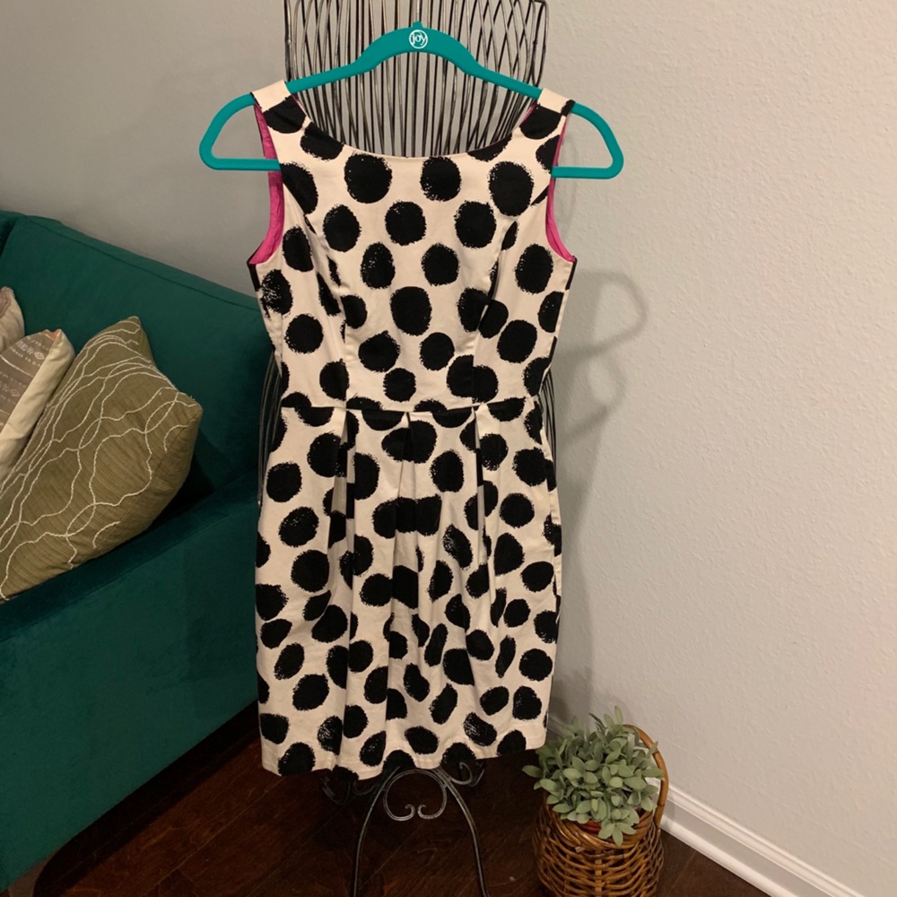 Sleeveless B&W polka dot dress by Eliza J.